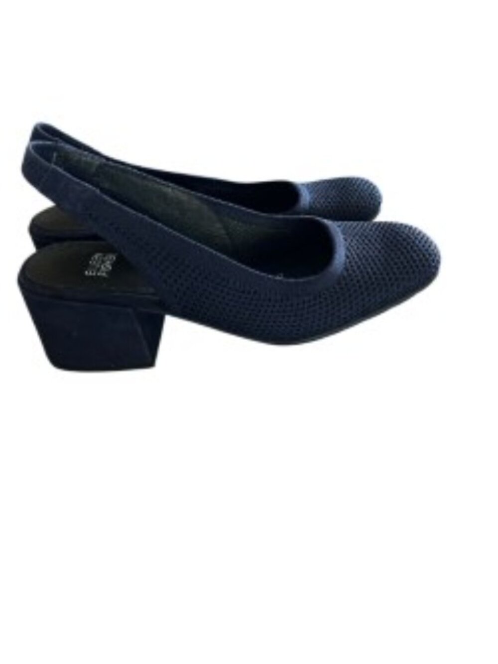 Eileen Fisher Navy Knit Slingback Pumps 7 - Picture 6 of 8